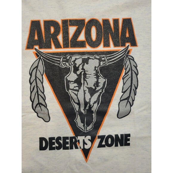Vintage Arizona Bull Skill Native Feathers Deserts Zone Grey‎ Orange Mens M Usa - Picture 2 of 6